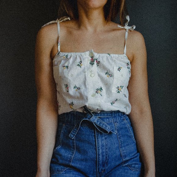Vintage Tops - *Reserved*Vintage 70's Tie Tank Top